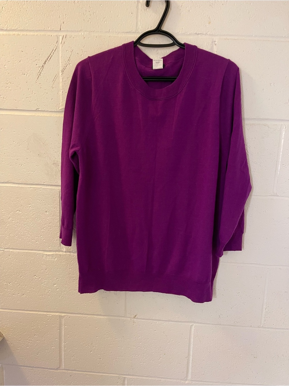 J. Crew Bright Purple Merino Wool Crewneck 3/4 sleeves XL